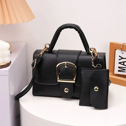 Buckle Flap Handbag – Women's Crossbody Bag & Wallet Set