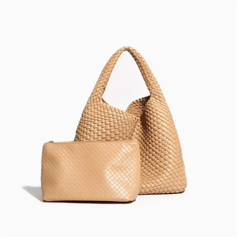 Chic Large Capacity Weave Tote Bag Soft Leather Intrecciato Handbag Shoulder Bags Women S Work
