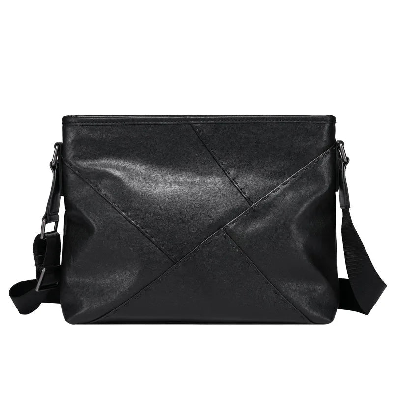 Top-Grain Cowhide Single-Shoulder Bag Men Casual Crossbody Bag Large-Capacity Single-Shoulder