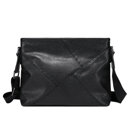 Top-Grain Cowhide Single-Shoulder Bag Men Casual Crossbody Bag Large-Capacity Single-Shoulder