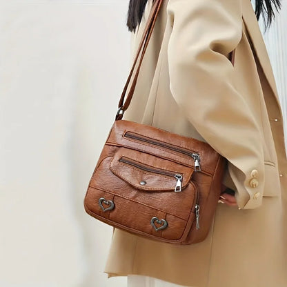 Men S Stylish Soft Leather Crossbody Bag Casual Shoulder Adjustable Strap - Soft