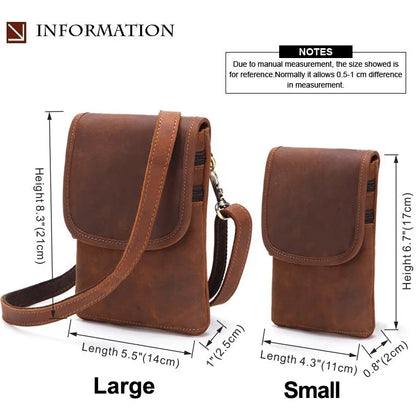 Genuine Leather Waist Bag Belt Men S Crossbody Bag Made Cowhide Retro Small Single-Shoulder