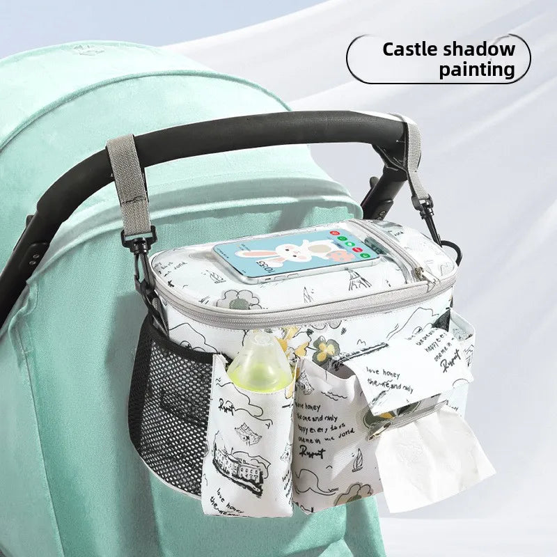 Stroller Organizer Bag with Clear Phone Pocket & Cup Holders