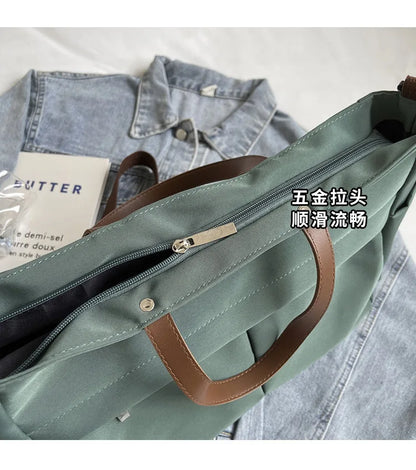 Homefish Stylish Nylon Women S Tote Bag Shoulder Handbag Large Capacity Two Pockets Commuting