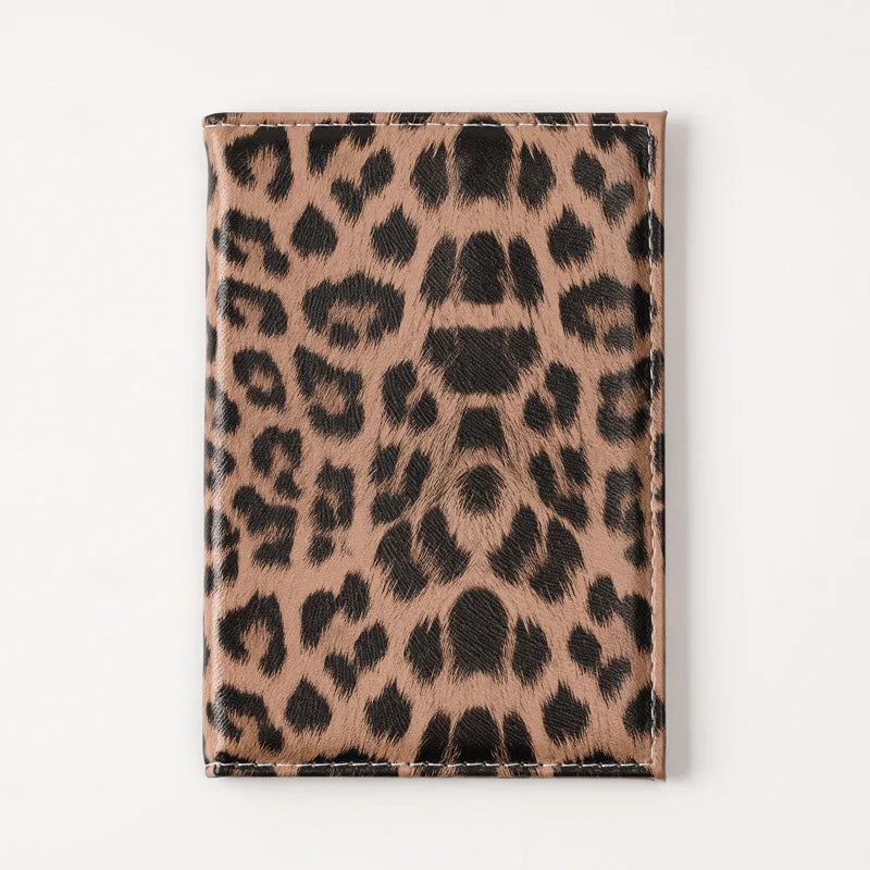 Leopard Print Passport Protective Cover Travel Holder Wallet Gift Pu Leather Card Case Unisex