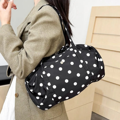 Korean Polka Dot Tote Bag Lightweight Nylon Handbag Women Casual Commute Shoulder Large Capacity