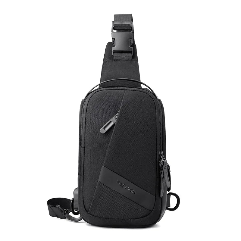 Men S Large Capacity Single Shoulder Chest Pack Usb Charging Backpack Oblique Cross Waterproof