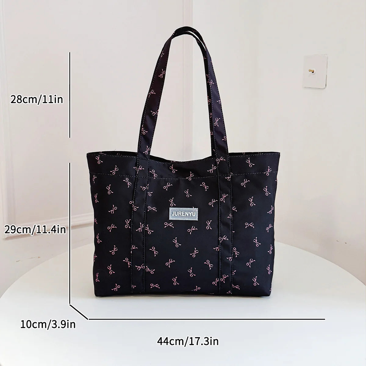 Casual Women Handbag Bow Print Solid Large Capacity Tote Bag Lightweight Shoulder Daily Commute