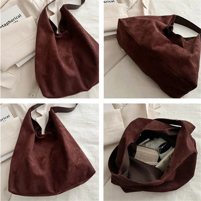 Faux Suede Women S Bag Simple Large Capacity Korean Version Trendy Casual Shoulder Armpit Bag Pure