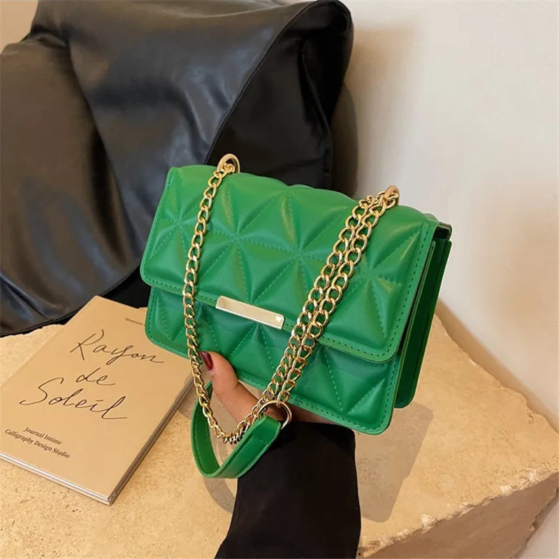 Quilted Chain Shoulder Bag – Chic Small Square Crossbody Purse