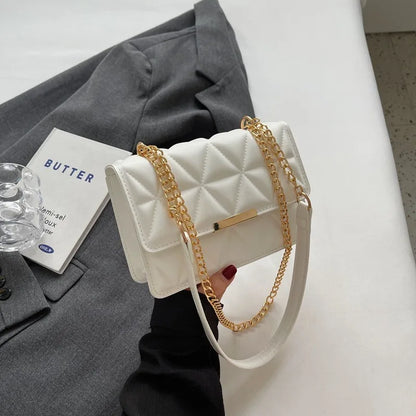 Quilted Chain Crossbody Bag – Small Square Shoulder Purse