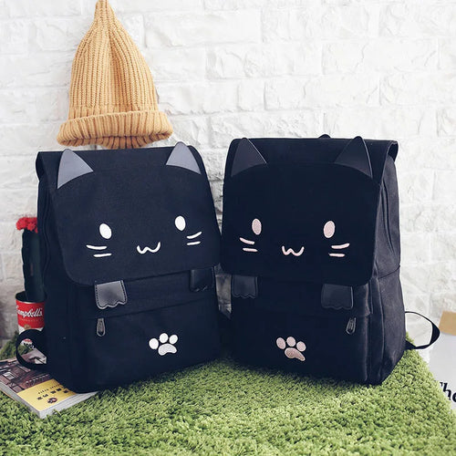 Japanese Stupid Cute 3d Cat Large Capacity Book Bag