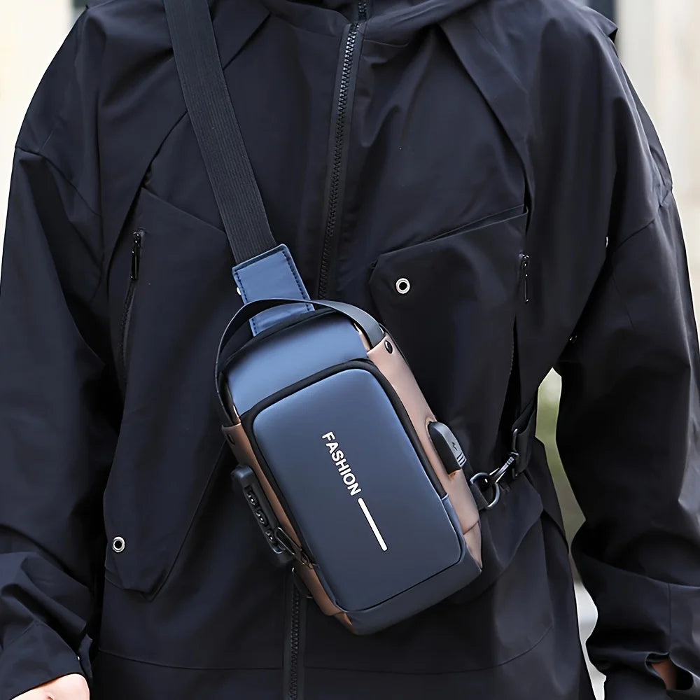Stylish Men S Sling Bag Durable Oxford Fabric Crossbody Chest Pack Phone Pocket