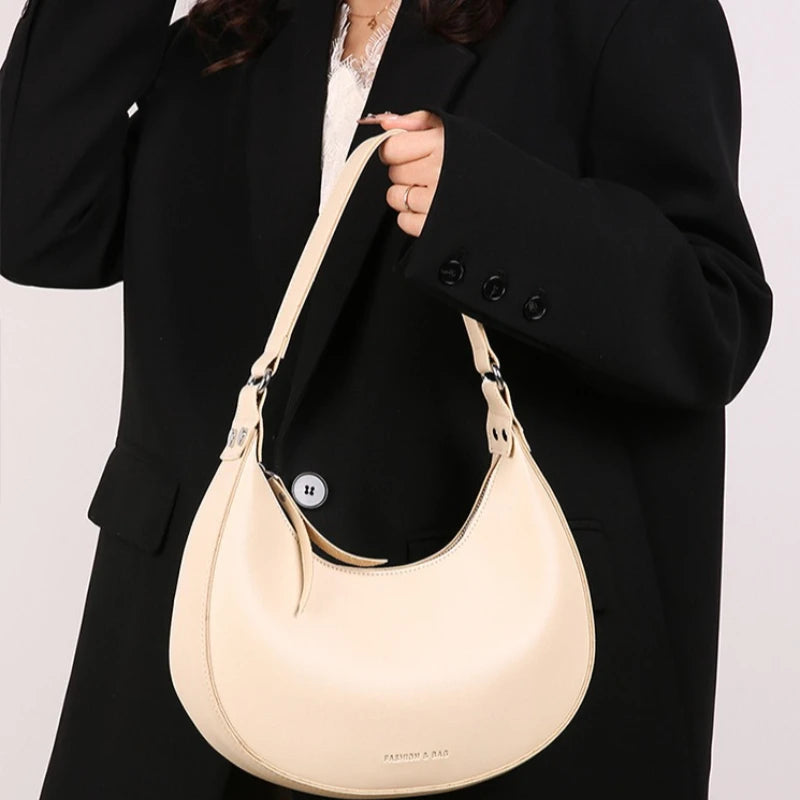 Crescent Shoulder Bag Minimalist PU Leather Hobo Purse