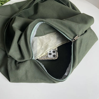 Large Canvas Shoulder Bag with Adjustable Strap