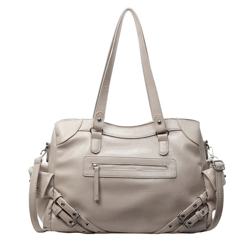 Large Capacity Shoulder Bag for Women with Front Zip Pocket