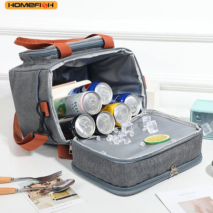 Homefish Fashionable European American Style Crossbody Insulated Lunch Bag Large Capacity Thickened