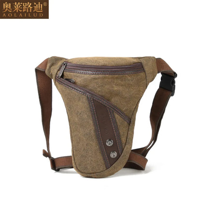 Canvas Men S Waist Bag Retro Durable Leg Bag Single-Shoulder Crossbody Men
