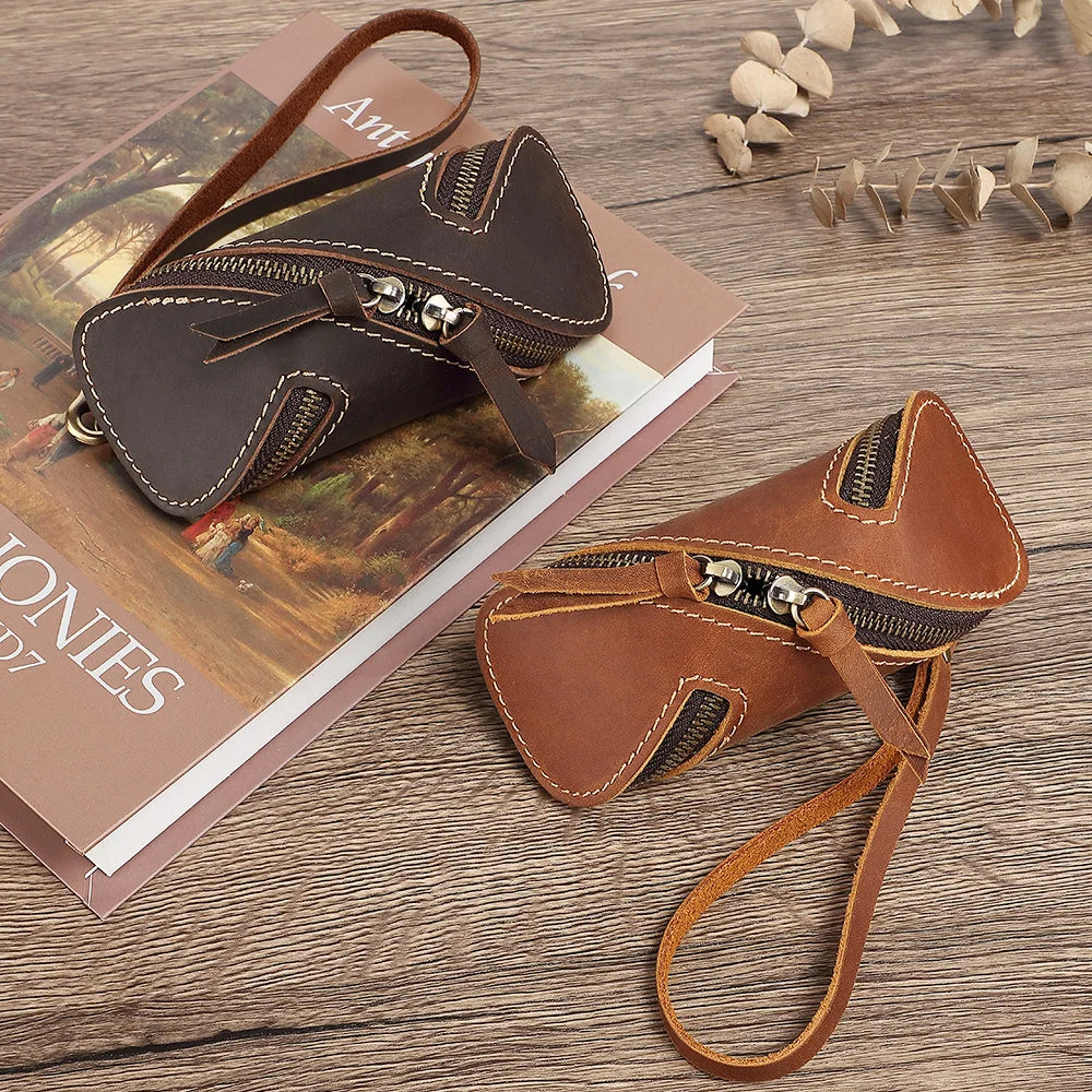 Top-Grain Cowhide Car Key Waist Bag Genuine Leather Waist Strap Bag Door Key Hand-Held Cowhide Small