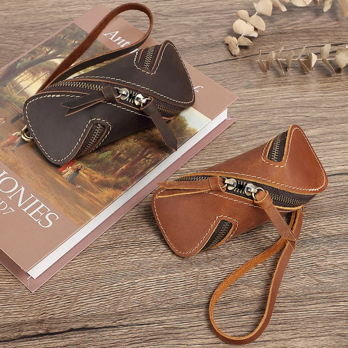 Top-Grain Cowhide Car Key Waist Bag Genuine Leather Waist Strap Bag Door Key Hand-Held Cowhide Small