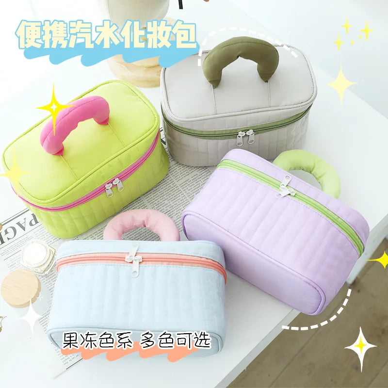 Vertical Stripe Color-Blocking Cosmetic Bag Large-Capacity Waterproof Polyester Storage Bag