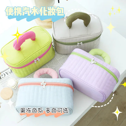 Vertical Stripe Color-Blocking Cosmetic Bag Large-Capacity Waterproof Polyester Storage Bag