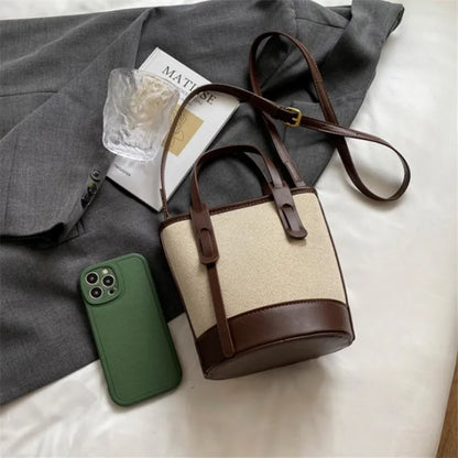 Canvas Leather Crossbody Bag – Vintage Handbag for Women