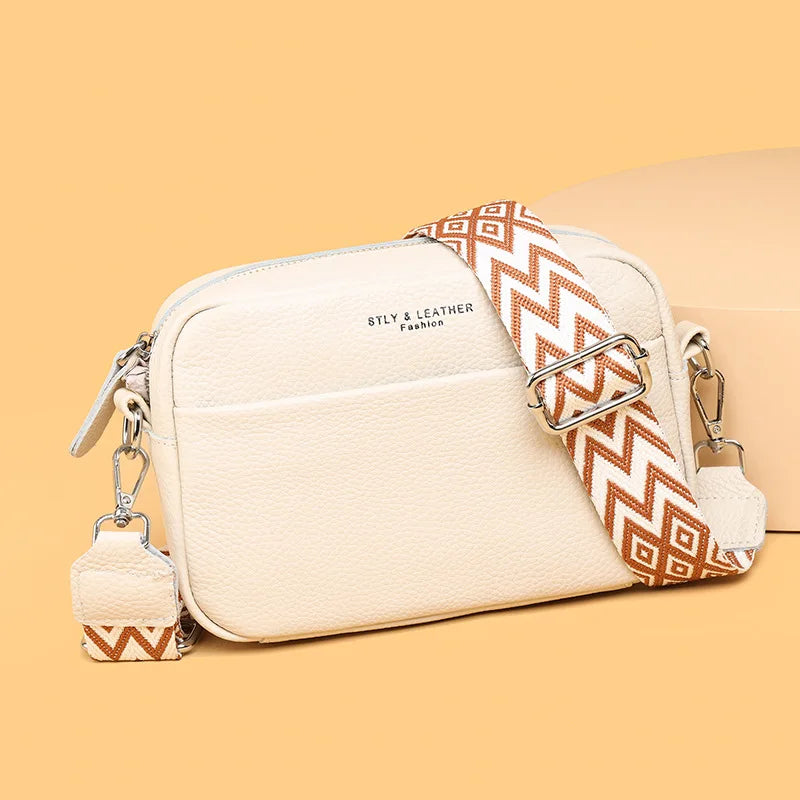 Multi-Layer Square Female Cross-Body Leather Change Cell Phone Storage Texture Commuting Shoulder