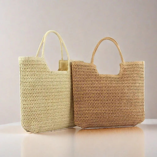 Handwoven Straw Beach Tote Bag for Women – Summer Shoulder Handbag