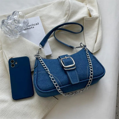 Rivet Studded Shoulder Bag – Women's Casual Underarm Purse with Chain