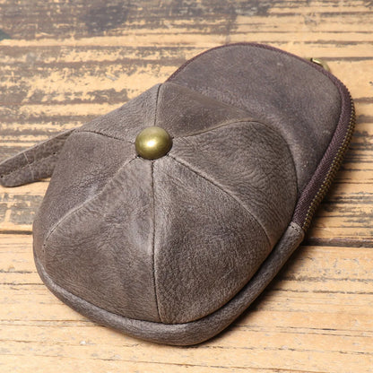 Men S Real Leather Hat Waist Zipper Crazy Horse Key Change Purse Large Capacity Mobile Phone