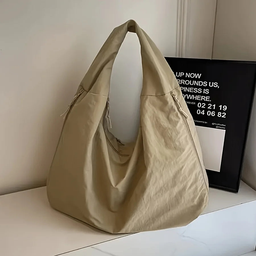 Nylon Tote Bag for Women – Large Casual Shoulder Bag with Zipper