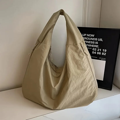 Nylon Tote Bag for Women – Large Casual Shoulder Bag with Zipper
