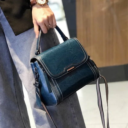 Real Leather Shoulder Bag Tide Clamshell Square Three-Dimensional Large Capacity Senior Women S