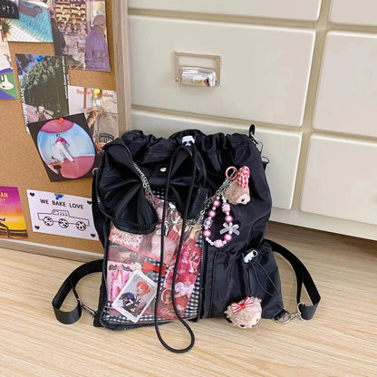 Drawstring Ita Bag – Transparent Crossbody Shoulder Bag