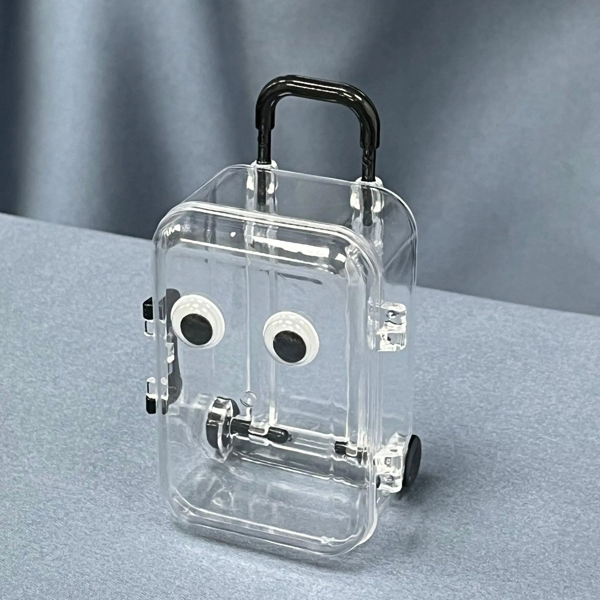 Mini Clear Trolley Jewelry Storage Box with Rolling Wheels