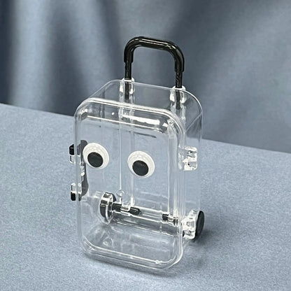 Mini Clear Trolley Jewelry Storage Box with Rolling Wheels