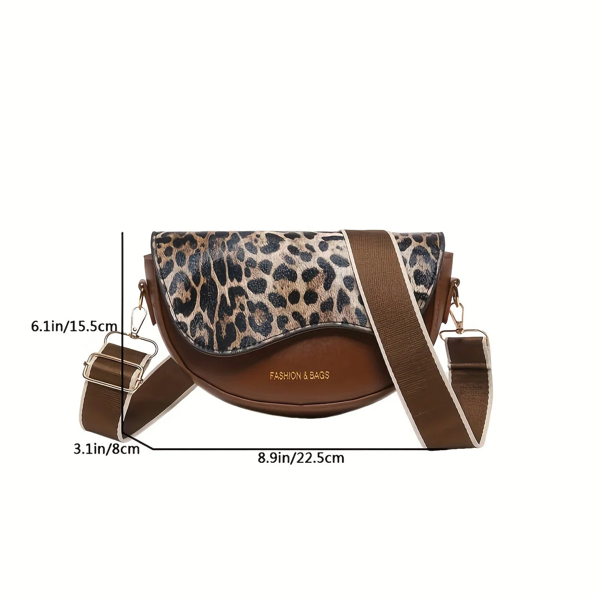 Leopard Print Crossbody Bag – Vintage Small Saddle Shoulder Bag for Women