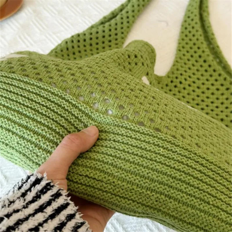 Summer Flower Woven Bag Mesh Hollow Single Shoulder Bag Super Cool Women S Knitted Bag