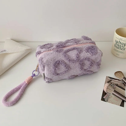 Ins Wind Plush Love Cosmetic Bag Outdoor Travel Tote Girl Large Capacity Storage Portable Toilet