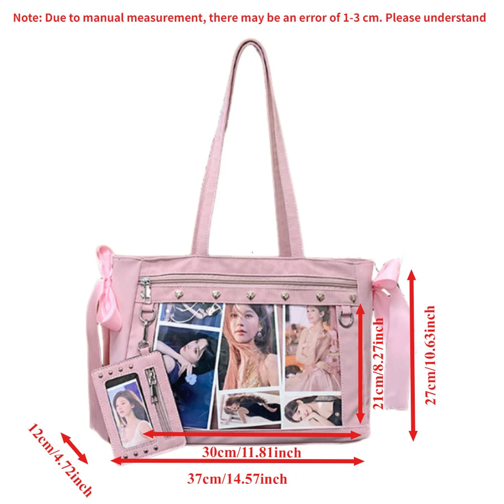 Bow Rivet Bolsos Mujer Underarm Transparent Ita Bag Shoulder Bags Woman Square Sac Femme Teenage