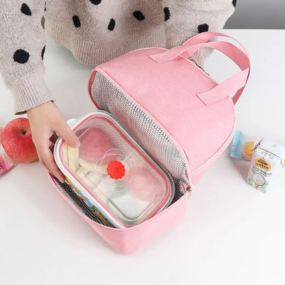 Insulated Bag Aluminum Foil Thickened Lunch Box Handheld Double Bento Student - Thick