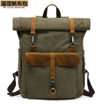 Rucksack Men Retro Shoulder Computer Storage Large Capacity Bag Students Outdoor Wear - Resistant