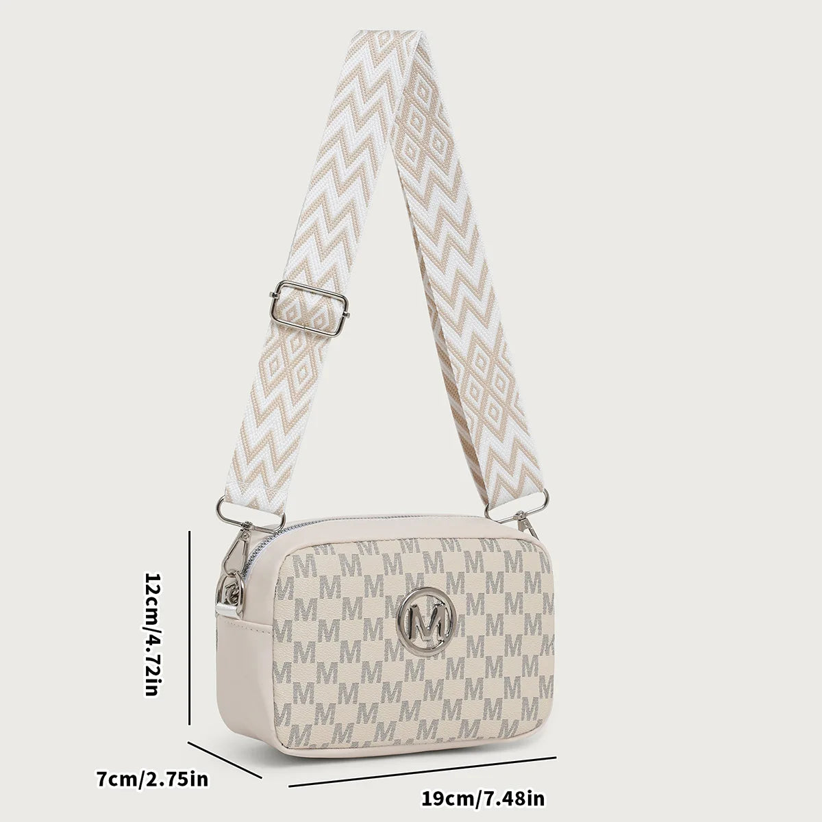 M Pattern Crossbody Bag for Women | Retro Monogram Purse