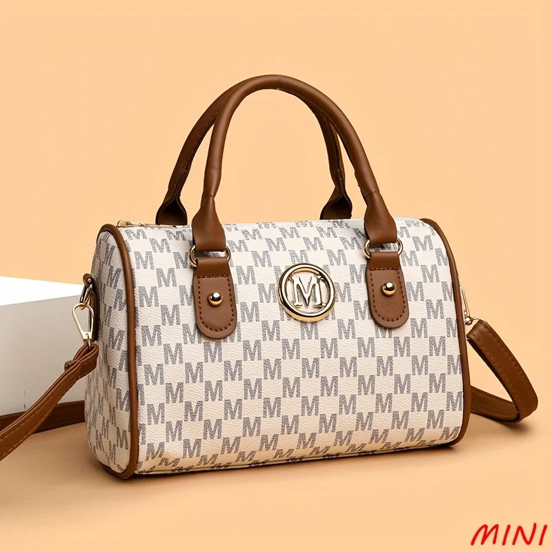Mini M Logo Crossbody Bag for Women – Faux Leather Monogram Handbag