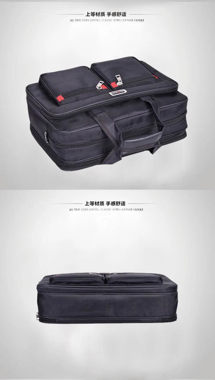 Homefish Men Large Capacity Business Briefcase Portable Versatile Shoulder Bag Multiple Pockets