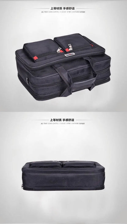 Homefish Men Large Capacity Business Briefcase Portable Versatile Shoulder Bag Multiple Pockets