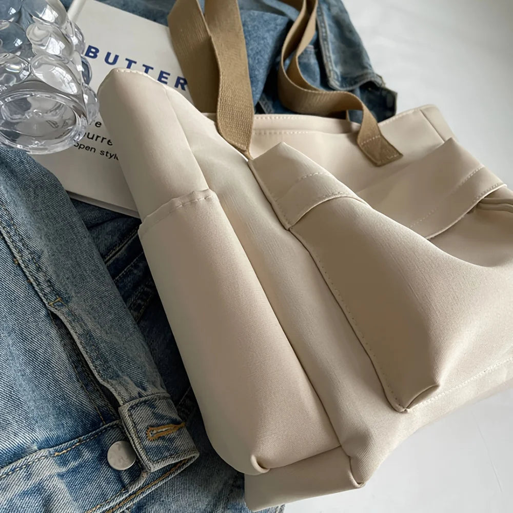 Nylon Tote Bag with Multiple Pockets – Lightweight Foldable Everyday Bag