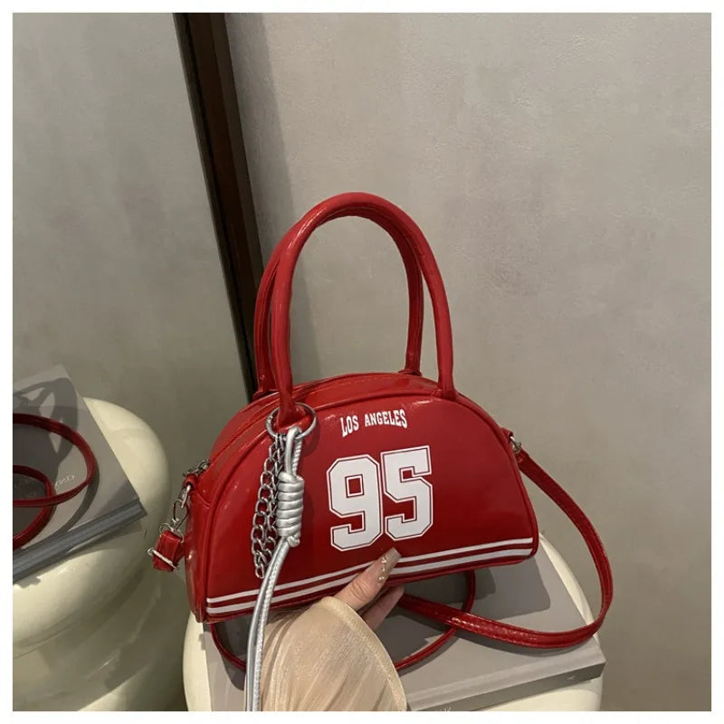 Retro Pu Leather Sporty Tote Bag Handbag Shoulder Crossbody Bag Woven Tassel Charm Streetwear Casual
