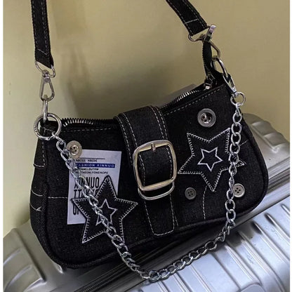 Y2K Star Denim Shoulder Bag for Women